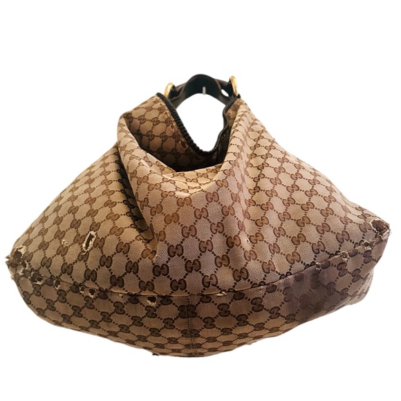 GUCCI VINTAGE LARGE HORSE BIT HOBO BAG - Picture 7 of 14